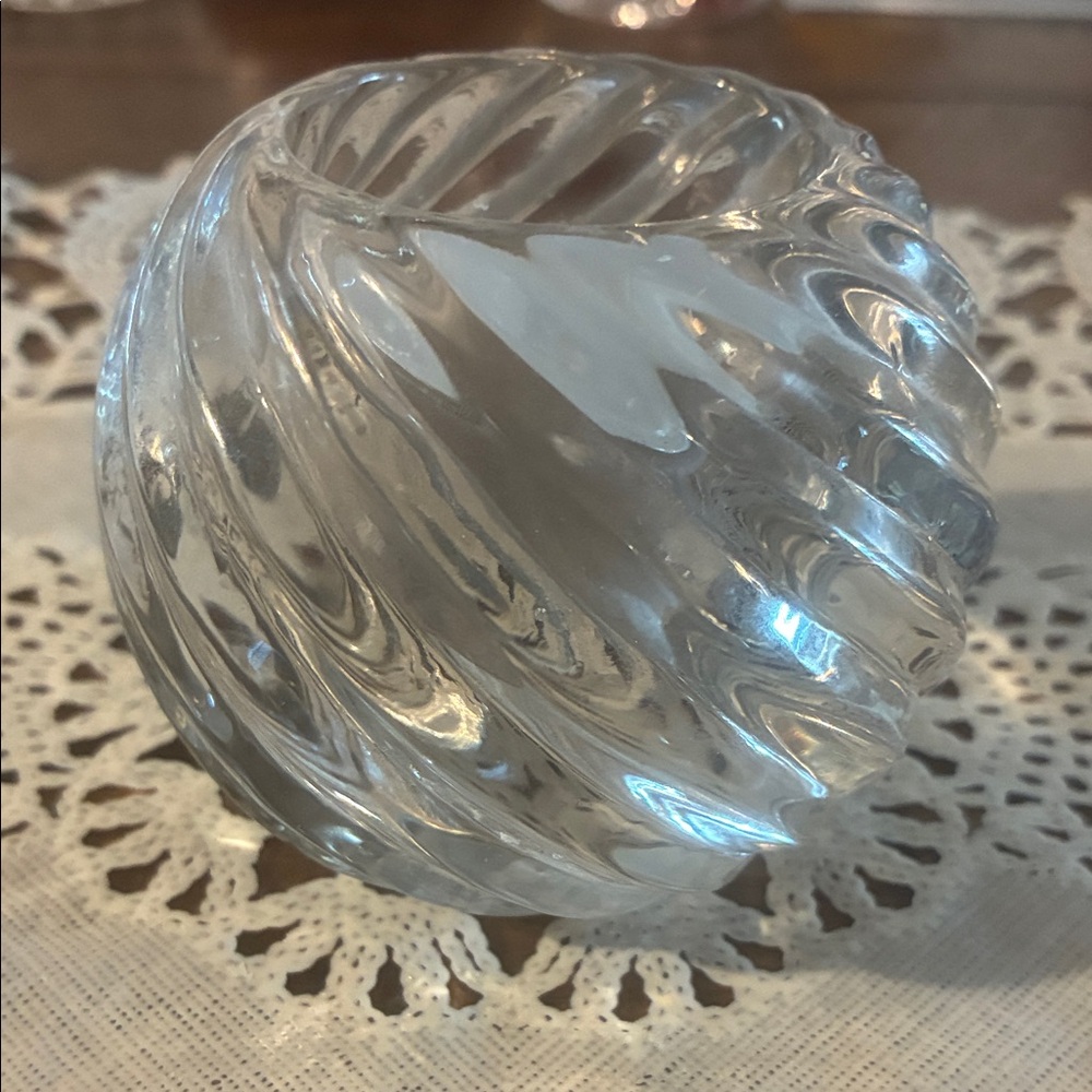 Clear Glass Swirl Votive Holder